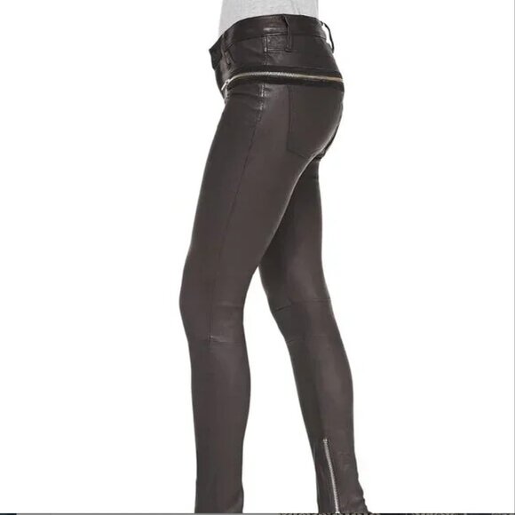 New RtA Black Lamb Leather Zip-Around Designer Pants NWOT Size 25 - Picture 13 of 13